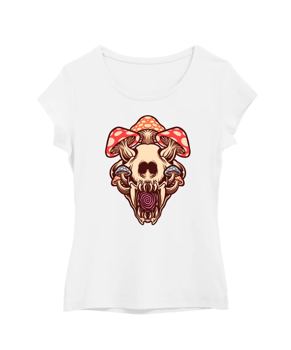 Tiger Skull With Mushrooms